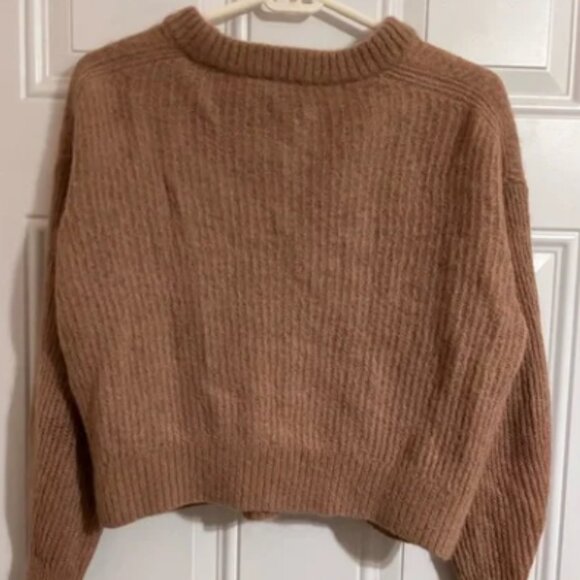 Everlane Alpaca Sweater Women’s Medium Tan Knit Pullover Cropped Merino Wool - Picture 5 of 8